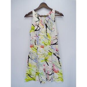 Milly Womens Scribble-Print Racerback Dress Knee Length Sleeveless Size 4